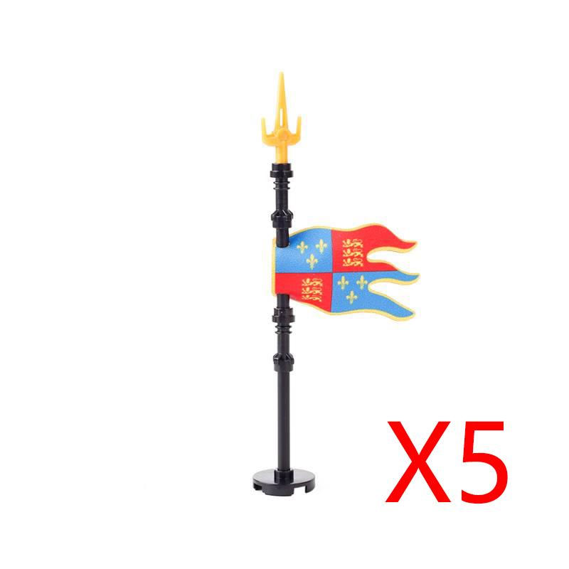 Military Building Blocks Solider Figures Medieval Crusaders Jerusalem Black Hawk Red Lion Knights Accessories Flags Vest MOC