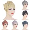 Turban Cap Solid Color Cross Shape Lady Bow-knot No Brim Indian Turban Hat for Spa
