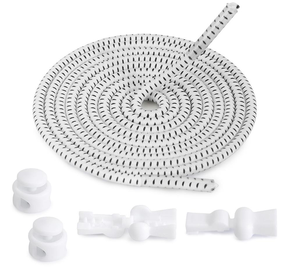 1 pair Colorful elastic band circular spring buckle adult and child elastic no tying, black and white lazy shoelaces
