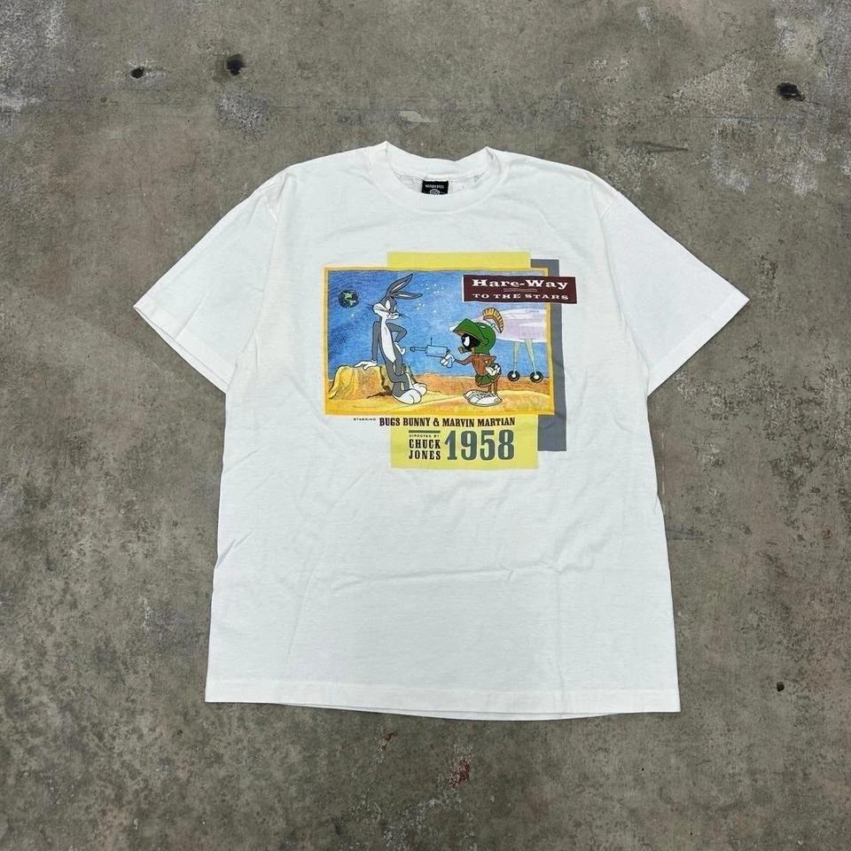 

Vintage 90 s Looney Tunes Hare-Way White T-Shirt Size Large L