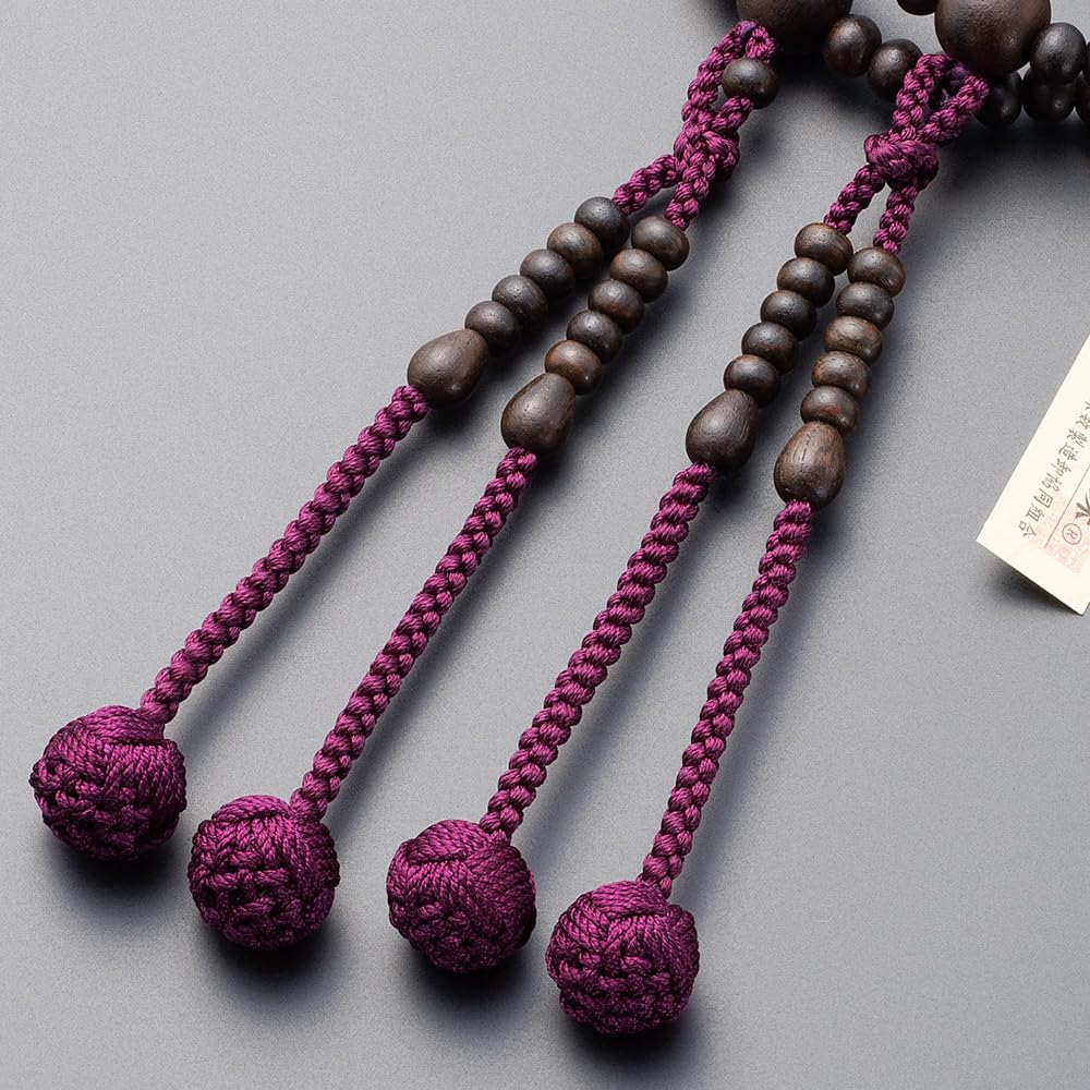 Buddhist altar shop Takita Shoten Prayer Shingon authentic prayer beads for striped ebony 8 pure silk Hanabon beads bag Kyoto prayer certificate
