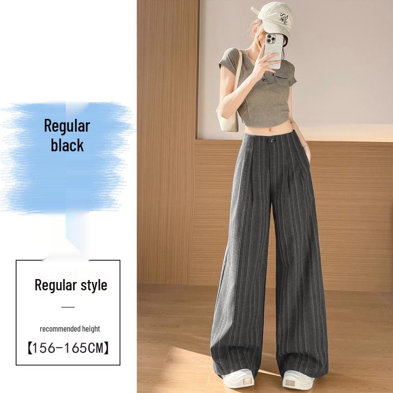 2026 Spring New Arrival: Women s High-Waisted Striped Slimming Suit Pants with Drape Extra Large