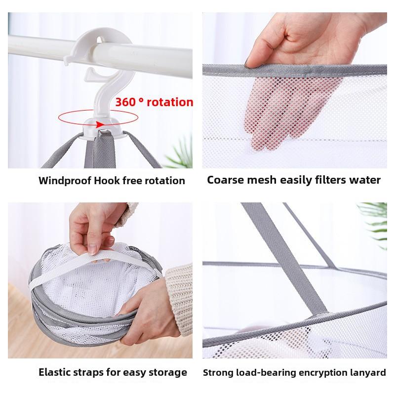 Foldable Mesh Drying Net Basket Hanging Storage Rack for Clothes Laundry Multi-Layer Organizer