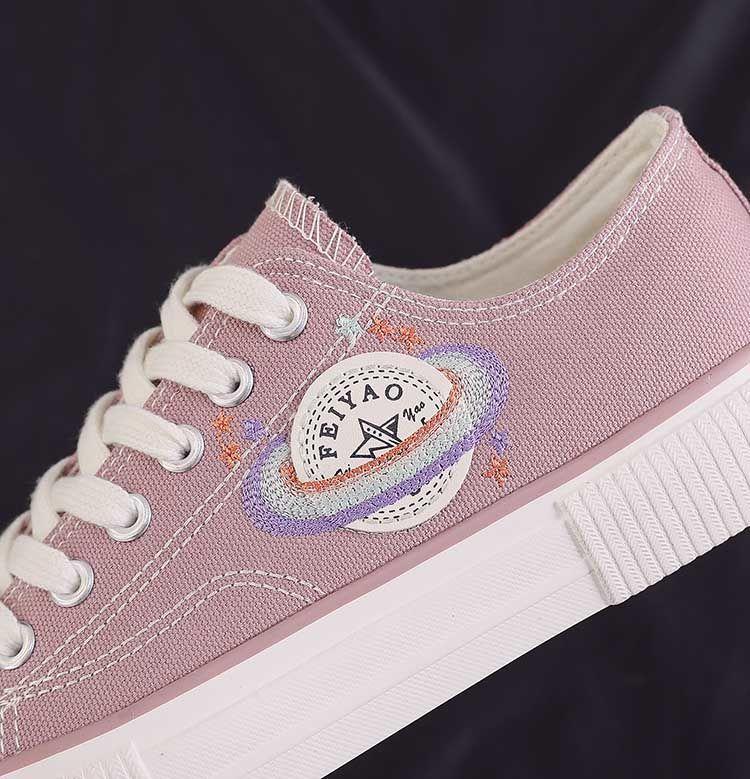 Fashion Spring Thick Sole Women's Shoes Leisure Canvas Breathable Comfortable Sports Shoes Thick Sole Height Increasing Flats