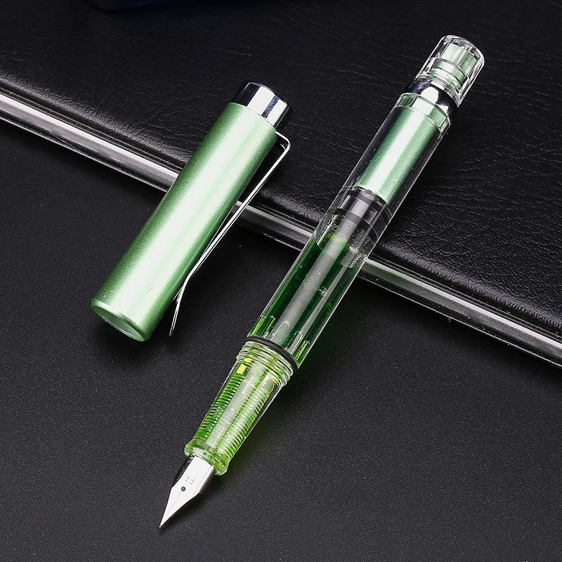 14 Colors Piston Fountain Pen EF/F Nib Plastic Ink Pen Silver Clip PK Hongdian Lanbitou 3059 Office School Supplies Stationery
