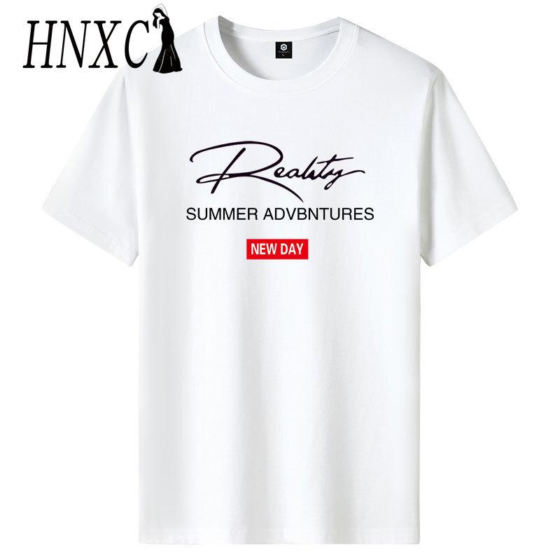 HNXC Cotton Short Sleeve T-shirt Men's Fashion Loose Half Sleeve Shirt Printed Compassionate Shirt