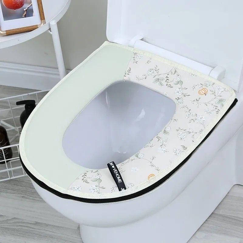 Toilet Seat Zipper, Large Caliber Seat Cushion Warm Seat Cushion All Cotton Lace Washable and Waterproof
