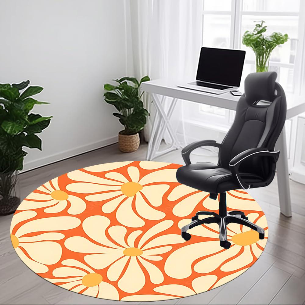 1 Stück runder Teppich mit Blumenmuster für das Büro, Indoor-Matte geeignet für Büro, unter Bürostühlen, Schlafzimmer, Wohnzimmer, Heimdekoration, Raumdeko