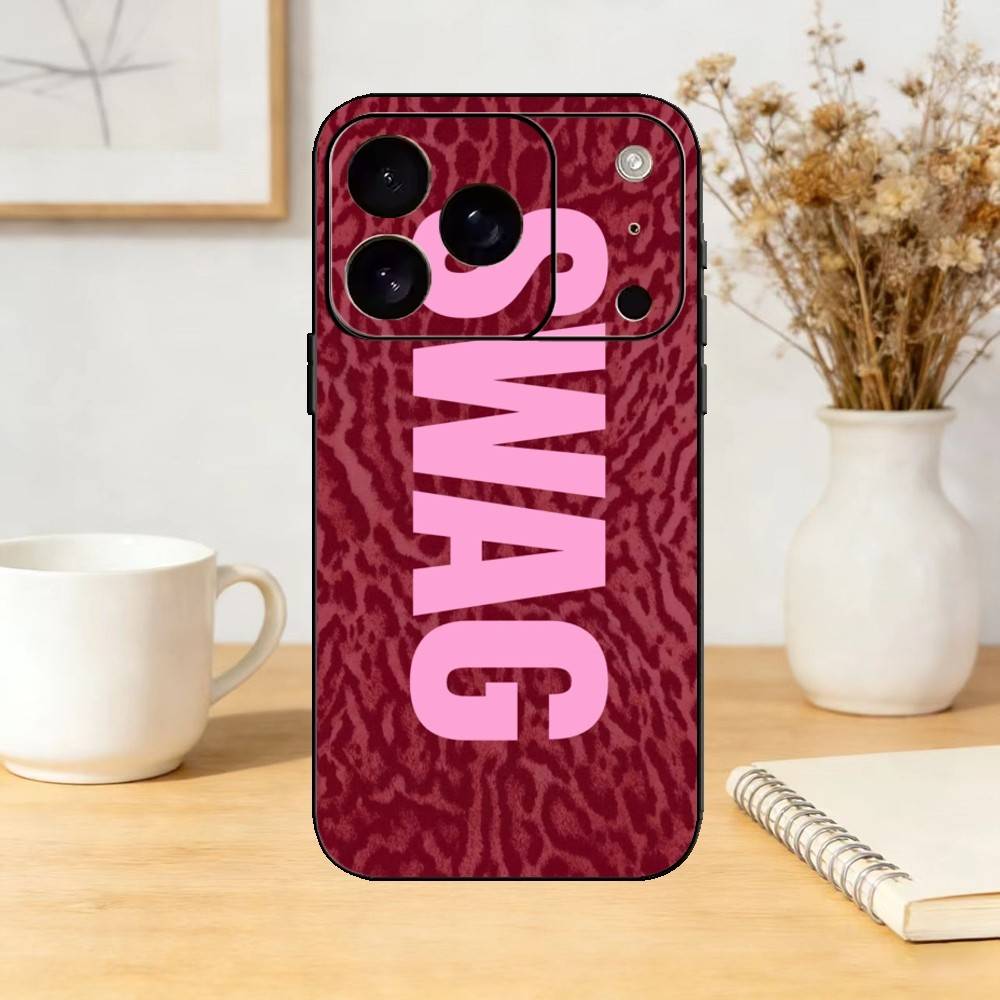 Luxury Y2K Style SWAG Phone Case For iPhone 17,16,15,14,13,12,11 Plus,Pro Max,SE4Soft Silicone Black Cover