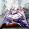 Luxury New 3D Print Keqing Bedding Set Genshin Impact Game Bed Linen Quilt Soft Duvet Cover Sets Home Room Decor Purple