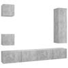 Vidaxl 5-Cz. TV Cabinet Set, Concrete Gray, Board