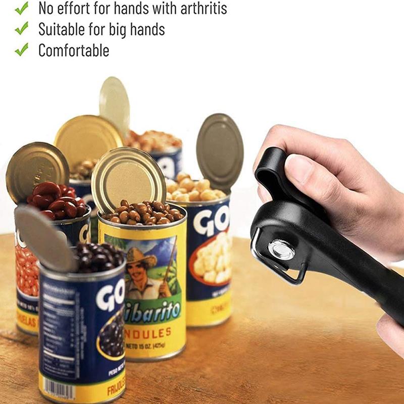 Can Opener Handheld, No Sharp Edges With Soft Grips, Food Grade Stainless Steel Cutting Can Opener for Kitchen & Restaurant