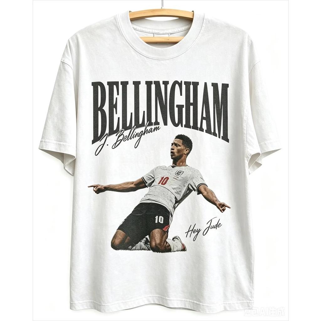 Vintage Jude Bellingham Graphic T Shirt Men Soft Pure Cotton Oversized Short Sleeve England Football Star Short Sleeve Female Male Clothing