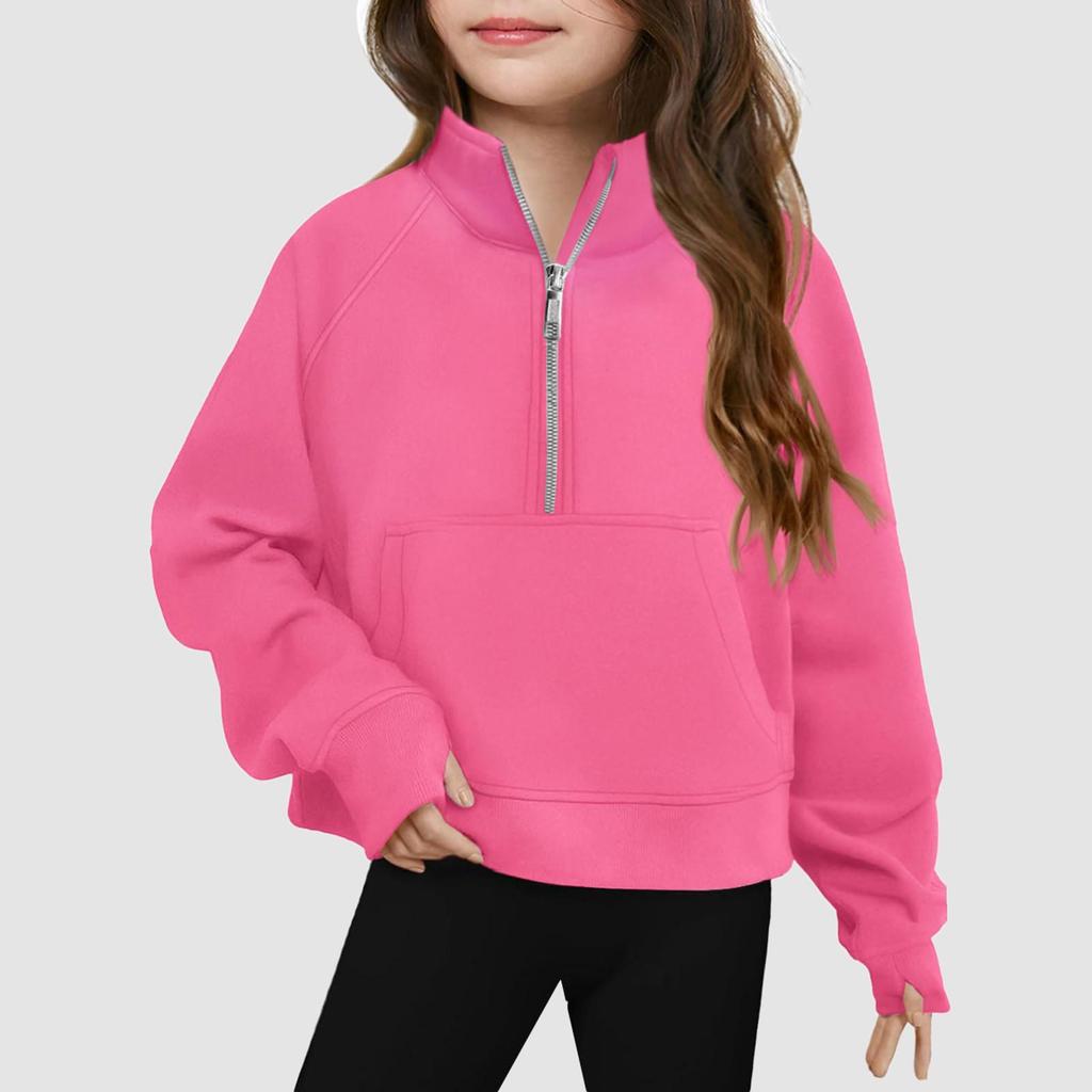Children's Fashionable Sports Stand-up Collar Half-Zip Sweatshirt Long Sleeve Loose-fitting Top