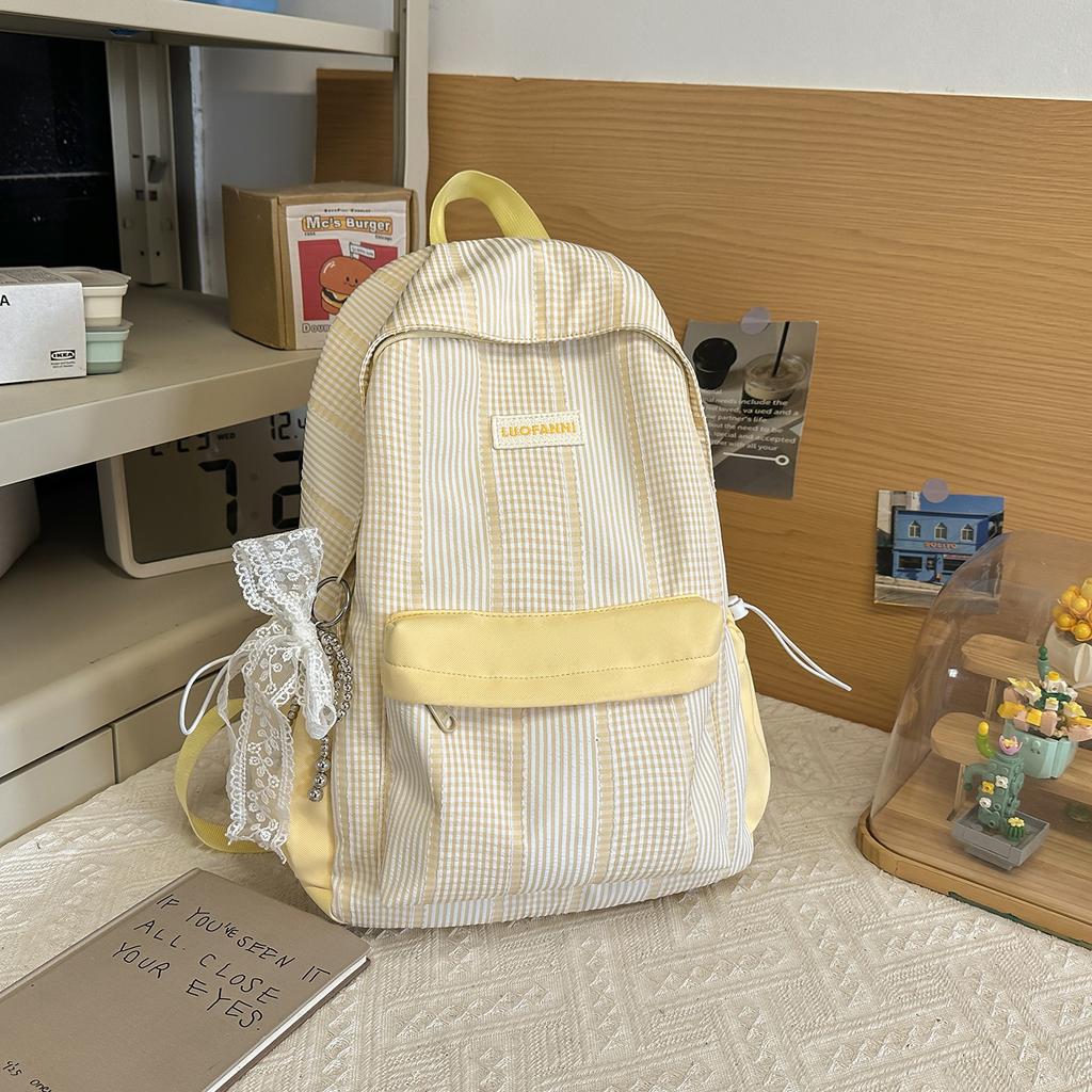 Schoolbag small fresh Korean plaid backpack female high school college student schoolbag high value large capacity girl versatile backpack