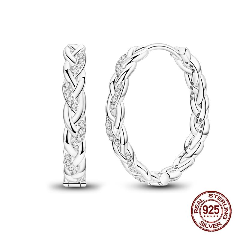 New Earrings for Women 925 Silver Color Star Geometric Entangle Zircon Earrings Fine Wedding Engagement Birthday Jewelry Gifts