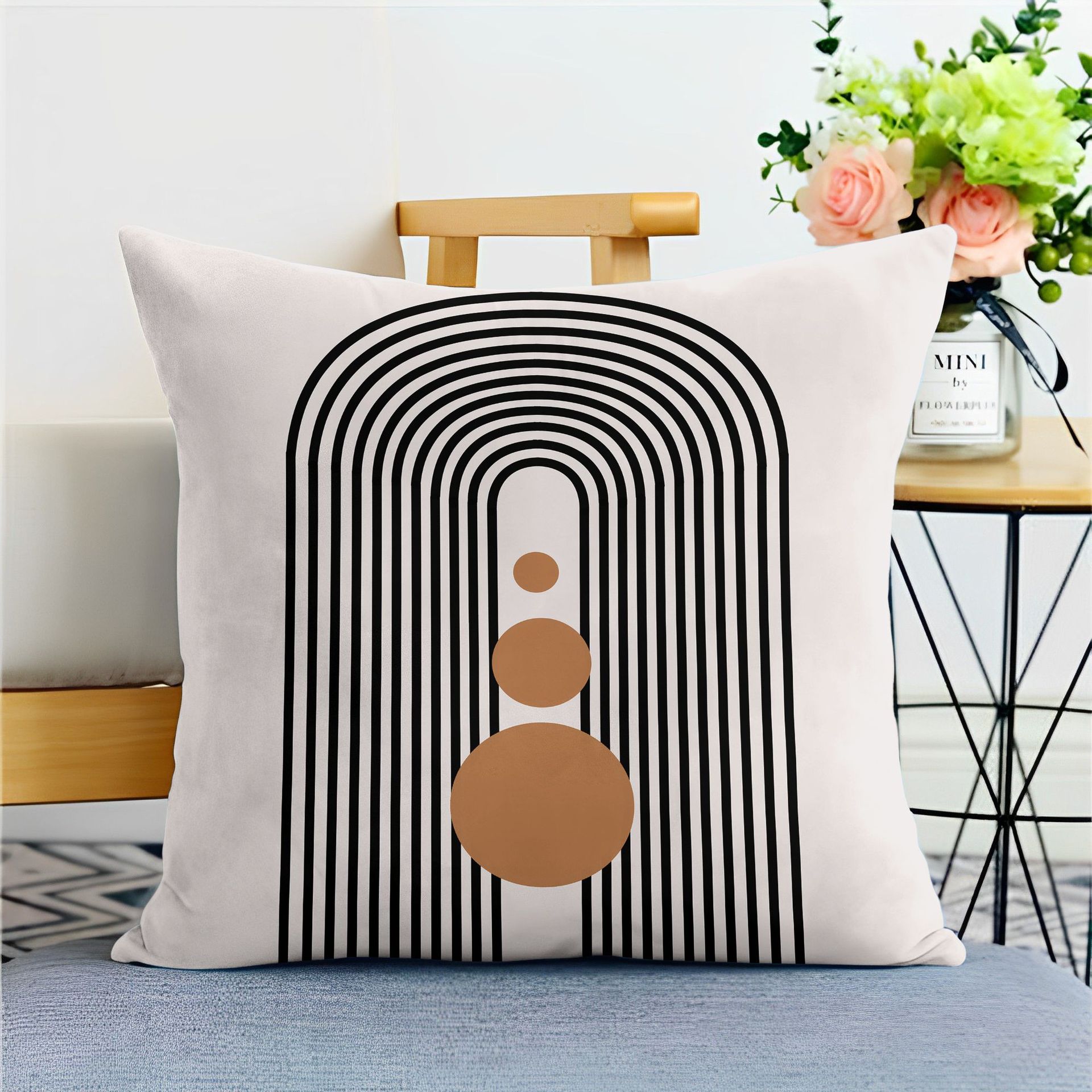 

Скандинавский стиль Простая геометрическая наволочка Подушка для дивана Гостиная Спальня Квадратная Наволочка для подушки для интерьера автомобиля linen-45x45cm double-sided [without pillow core]