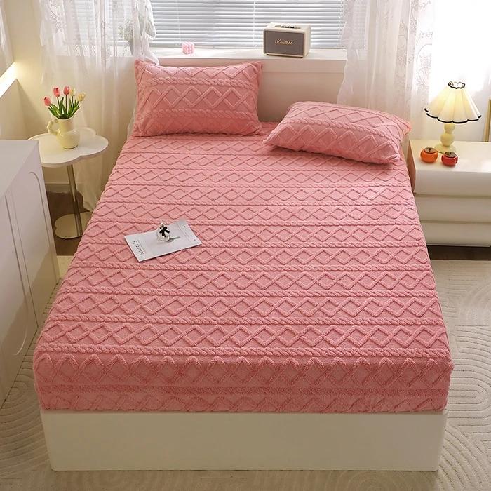 

Зимняя теплая простыня желтого цвета, бархатное флисовое постельное белье, одноместное плюшевое покрывало с подсветкой, толстое покрывало на 2 человека Twin 100x200x30cm розовый