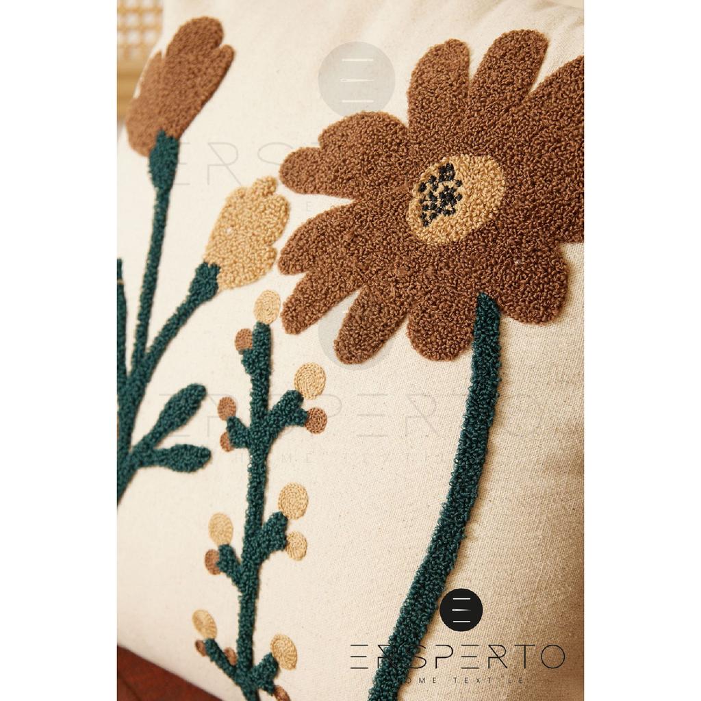 Flower Tassel Linen Decorative Throw Pillow Cover Pillow Case 1 Piece 43x43cm