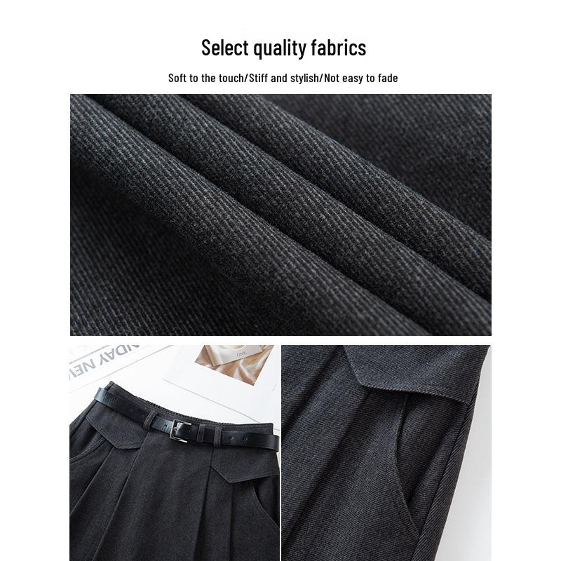 Elegant Coffee Woolen Pleated A-line Midi Skirt for Women - 2026 Spring/Autumn Fashion