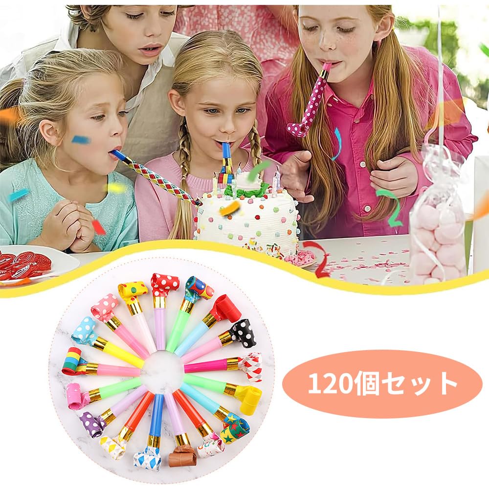 Set of 120 Colorful Cheering Whistles for and Training, Festivals, Toys, Birthdays, Parties, Events.