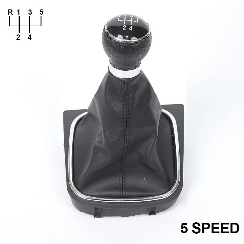 5/6 Speed Stick Gear Shift Knob with Leather Boot Collar Case for Volkswagen VW Golf 5 V 6 VI MK5 MK6 Jetta 2005-2014 Car Stying