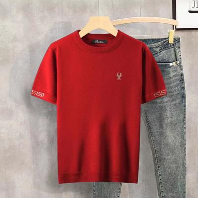 Herfst en Winter Heren Trui T-shirt met Korte Mouwen Hertenkop Trendy Jacquard Borduurwerk Casual Lijn Top Grote Maat