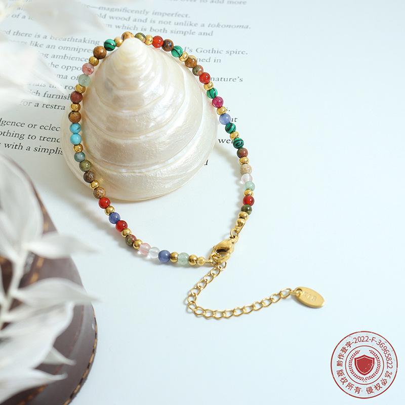 Bohemian Minimalist Seven-Color Natural Stone Beaded Necklace for Women