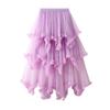 Women's Japanese Style Ruffle Mesh Midi Skirt - Fluffy Fairy Gauze with Wide Hem