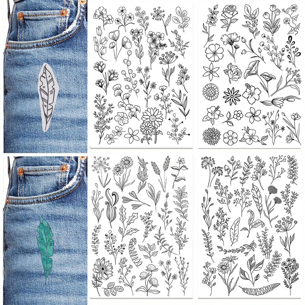Wasserlöslicher Stabilisator Stickmuster, Stick- und Reißpapier zum Aufkleben, Blumenmuster Gänseblümchen Schmetterling Designs