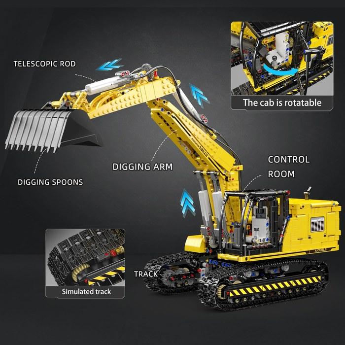 Mould King STEM Technology 1:20 Scale RC Excavator Block Set, 2169 Pieces, Remote/APP Control, Rechargeable Construction Vehicle Block Set