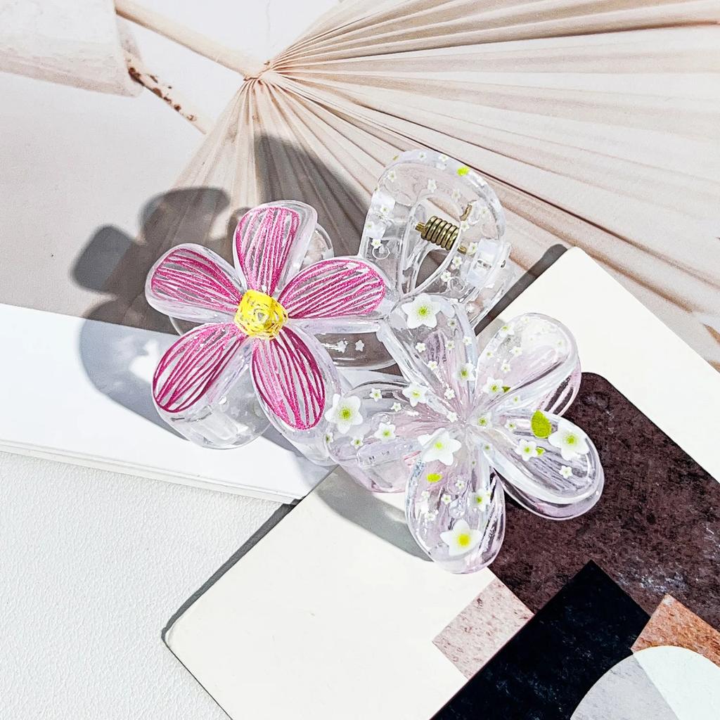 Sweet Doodle Floral Hair Claw Clip - Non-Slip Boho Updo Bun Clip for Women, Cute Spring Hair Accessories