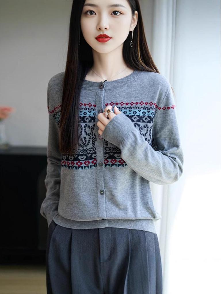 Women's New Jacquard Knit Cardigan Coat - Early Autumn & Spring Fashion Outerwear