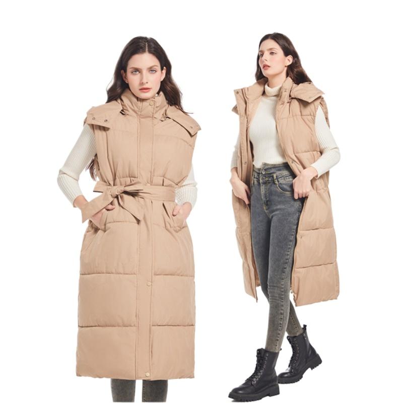 Women's Winter Down-Cotton Vest – Mid-Length Vest, Hooded Outerwear Vest and Outer-Wear Padded Vest