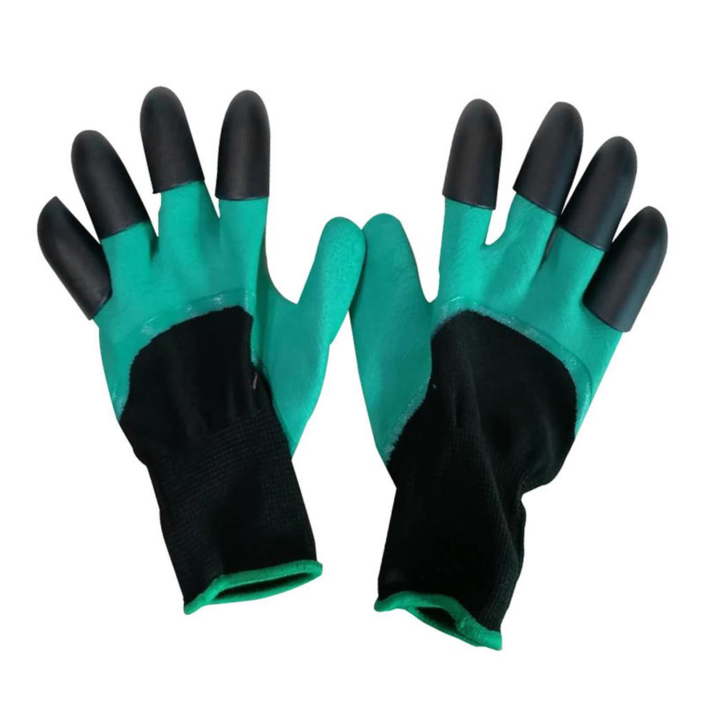Pair Garden Gloves with Fingertips Claws Protective Working Gloves for Planting Digging Weeding