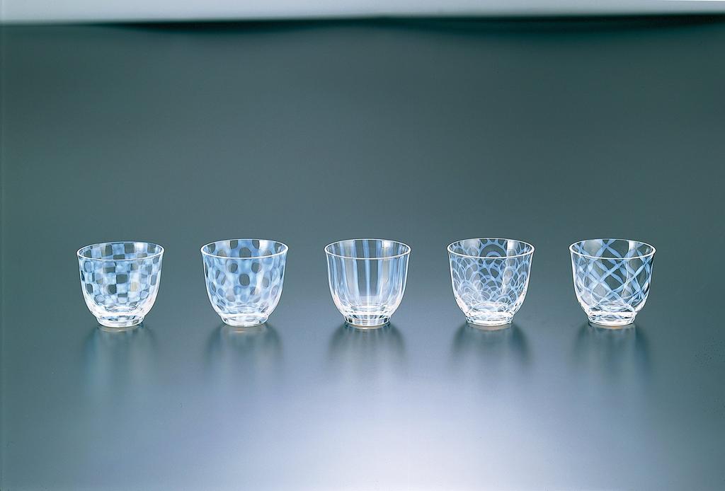 Hirota Set of 5 Cold Tea Taisho Roman Glass, Glasses, Glass, TR-5002