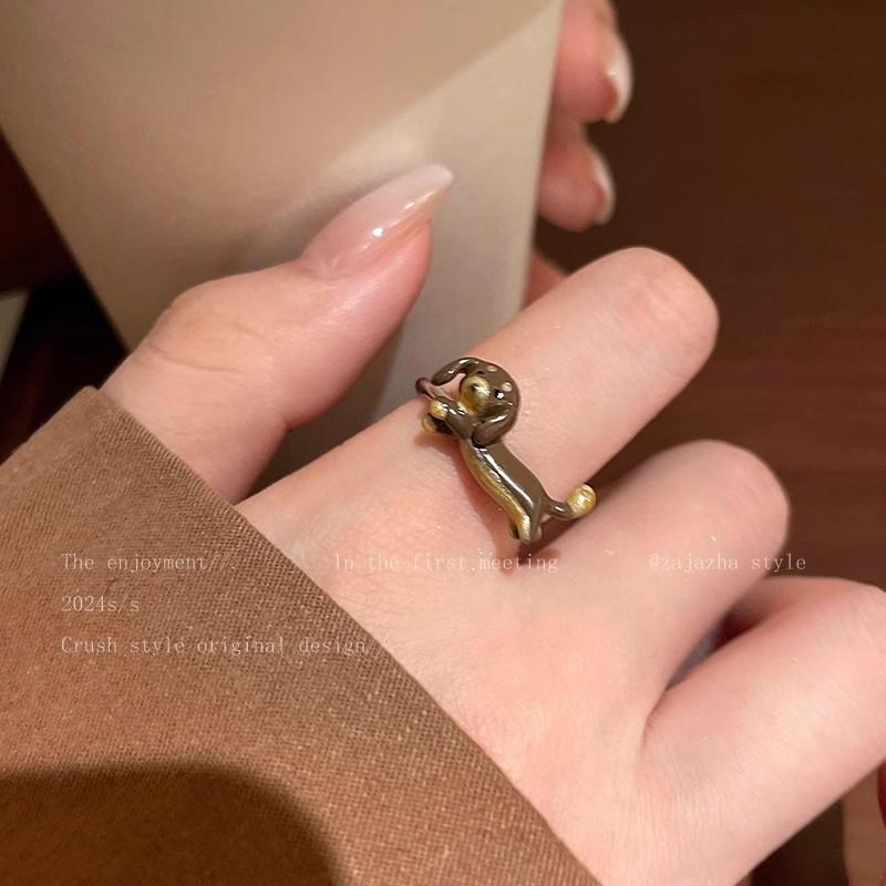 Wind Pearl Zircon Butterfly Ring Female Niche High-end Sense Light Luxury Couple Pair Ring Temperament Open Ring