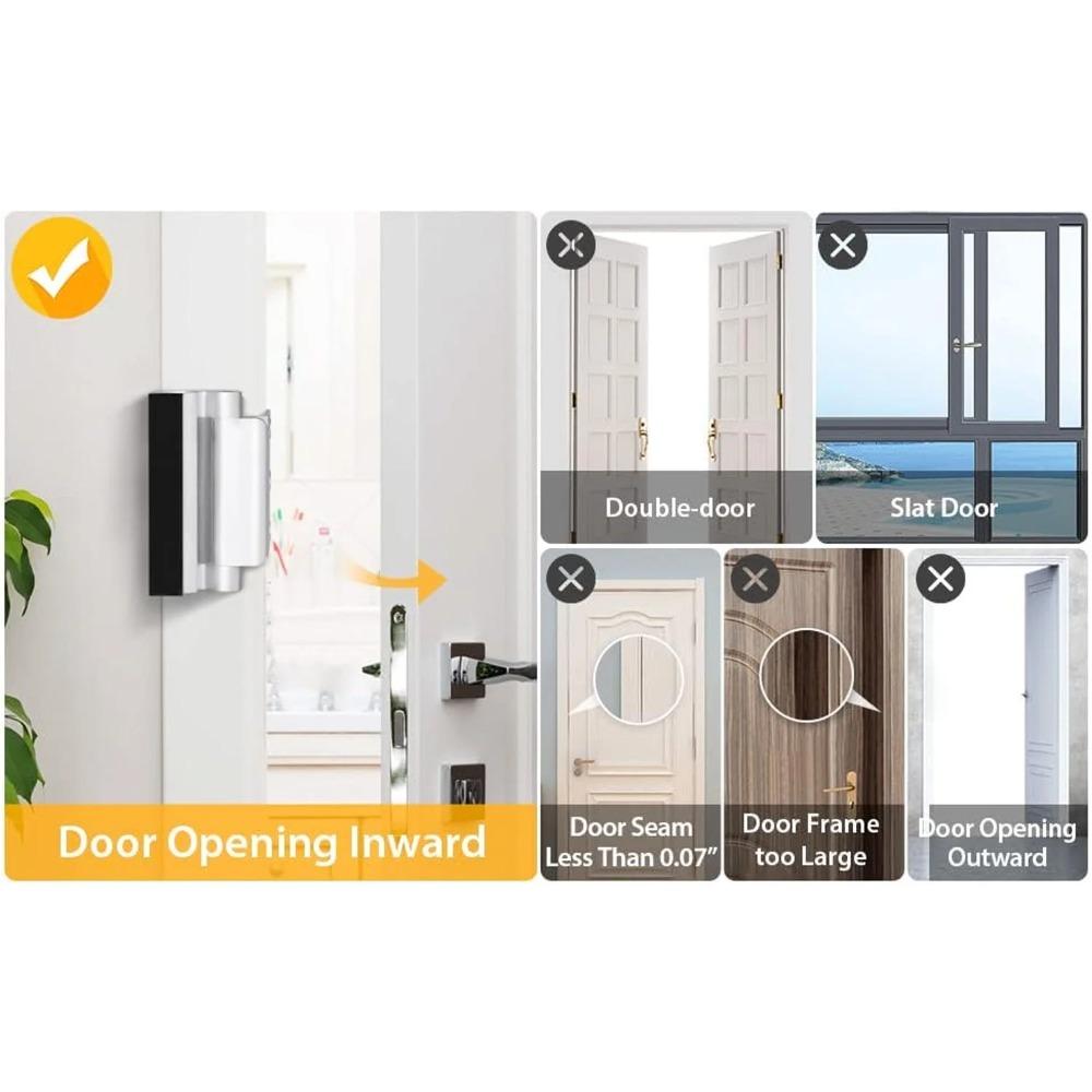 Home security door lock, equipped with 8 screws, child safety door reinforcement lock, with a 3-inch stopper, can withstand 800 pounds