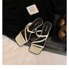 Grape Mother Summer New Temperament Square Head Open Toe Thin Belt French Word Belt High Heels Versatile Sandals Women's Summer