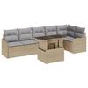 7-piece Garden Sofa Set with Beige Cushions Poly Rattan 3348476