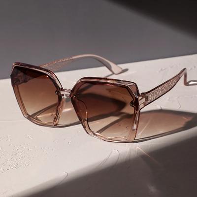 Champagne Brown Big Frame Sunglasses Ladies Fashion Sunshade Sunglasses Brand Designer Multicolor Sunglasses Women Vintage