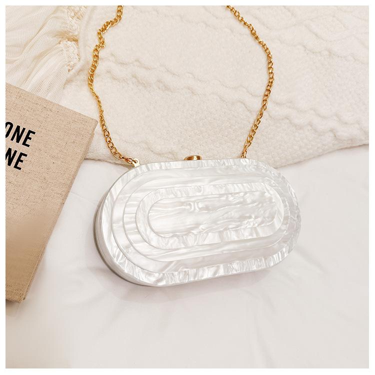 Summer Dinner Bag Retro Splicing Bag Trendy Acrylic Bag Shoulder Chain Bag Bag