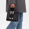 Coach Dempsey 22 Monogram Stripe Logo Decor Fabric With Leather Tote Bag Women tote Black CQ878-SVRT6