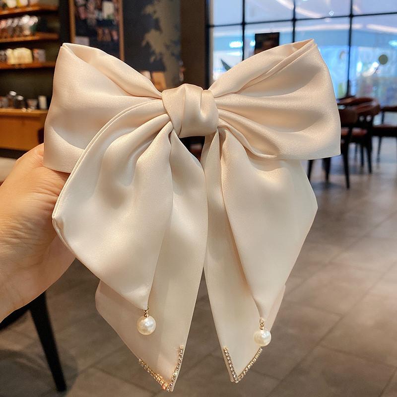 Butterfly Bow Hair Clip Spring Clamp With Pearl Accents For Women And Girls