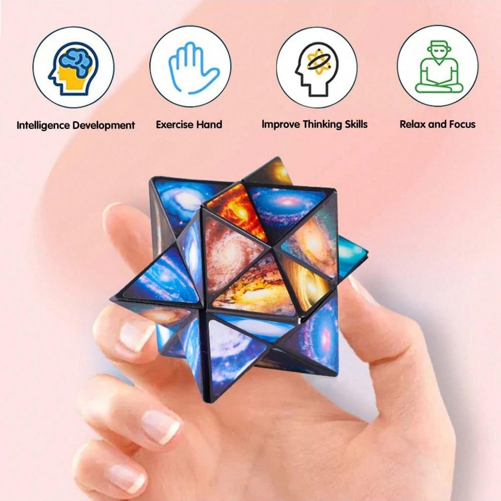 Starry Sky Themed Transforming Cube, Multi-Shape Puzzle Stress Relief Toy, Creative Transforming Board, Starry Texture Transforming Cube
