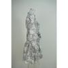 Women Elegant High Waist Tied Printed Long Sleeve A Line Short Dress