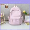 College Girls Solid Color Backpack With Cotton Linen Material And Breathable Design For Daily School Use