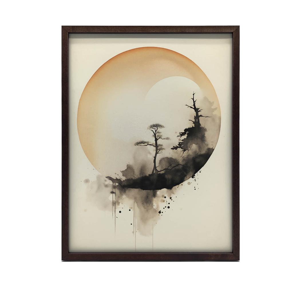 Zen Circle Zen Circle, 50X70 Cm, Dark Brown Wooden Frame, 230 Gsm Matte Paper