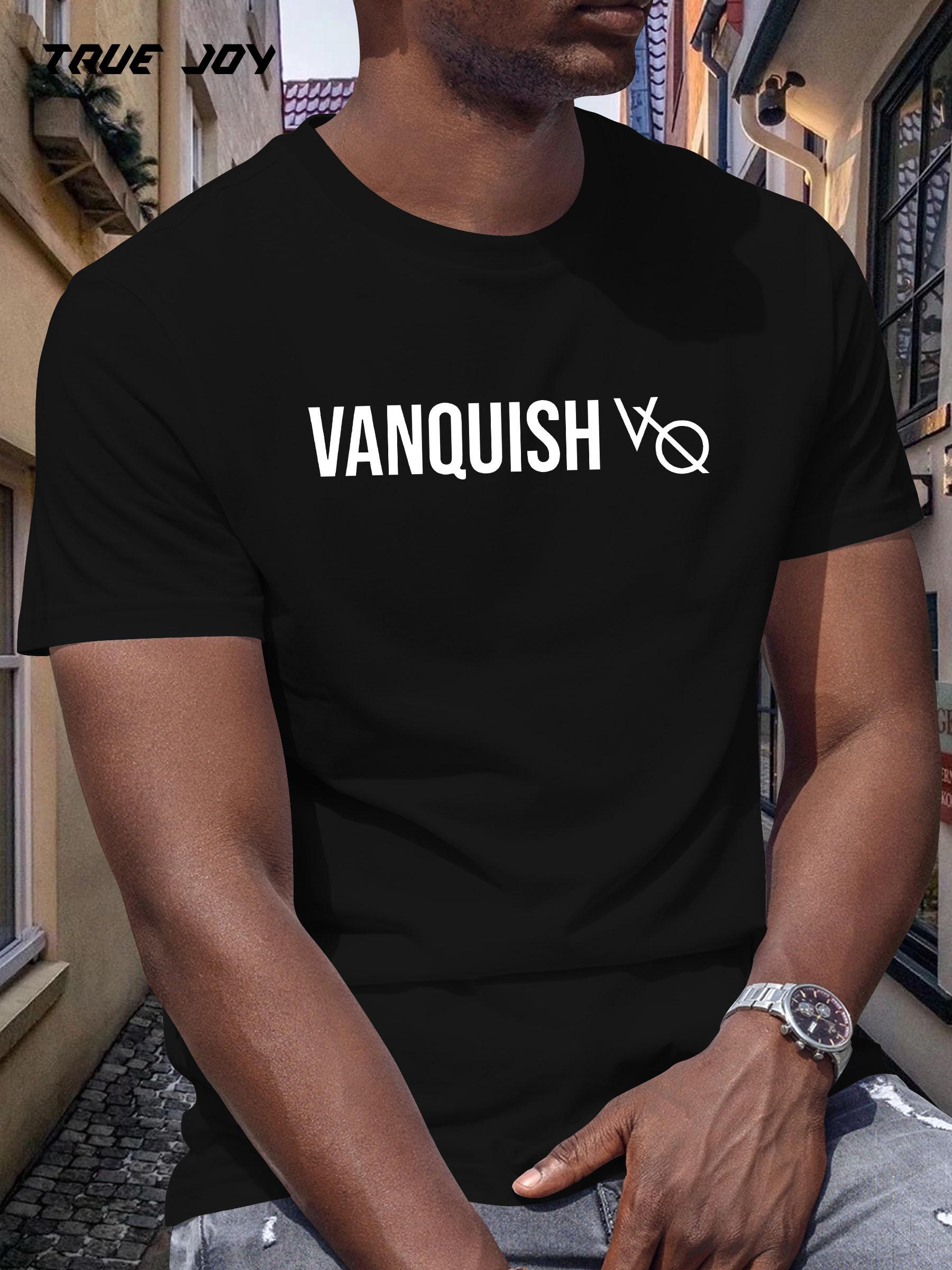 

Light Blue VANQUISH Graphic Print T-shirt - Bold Black Lettering XXXL