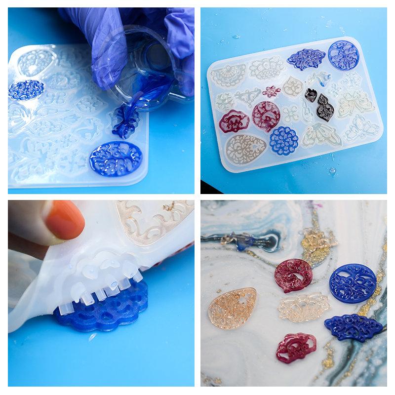 Resin Jewelry Molds Kit Chinese Style Earring Resin Molds Set with Earring Hooks Jump Rings for Earring Making Pendant Craft DIY